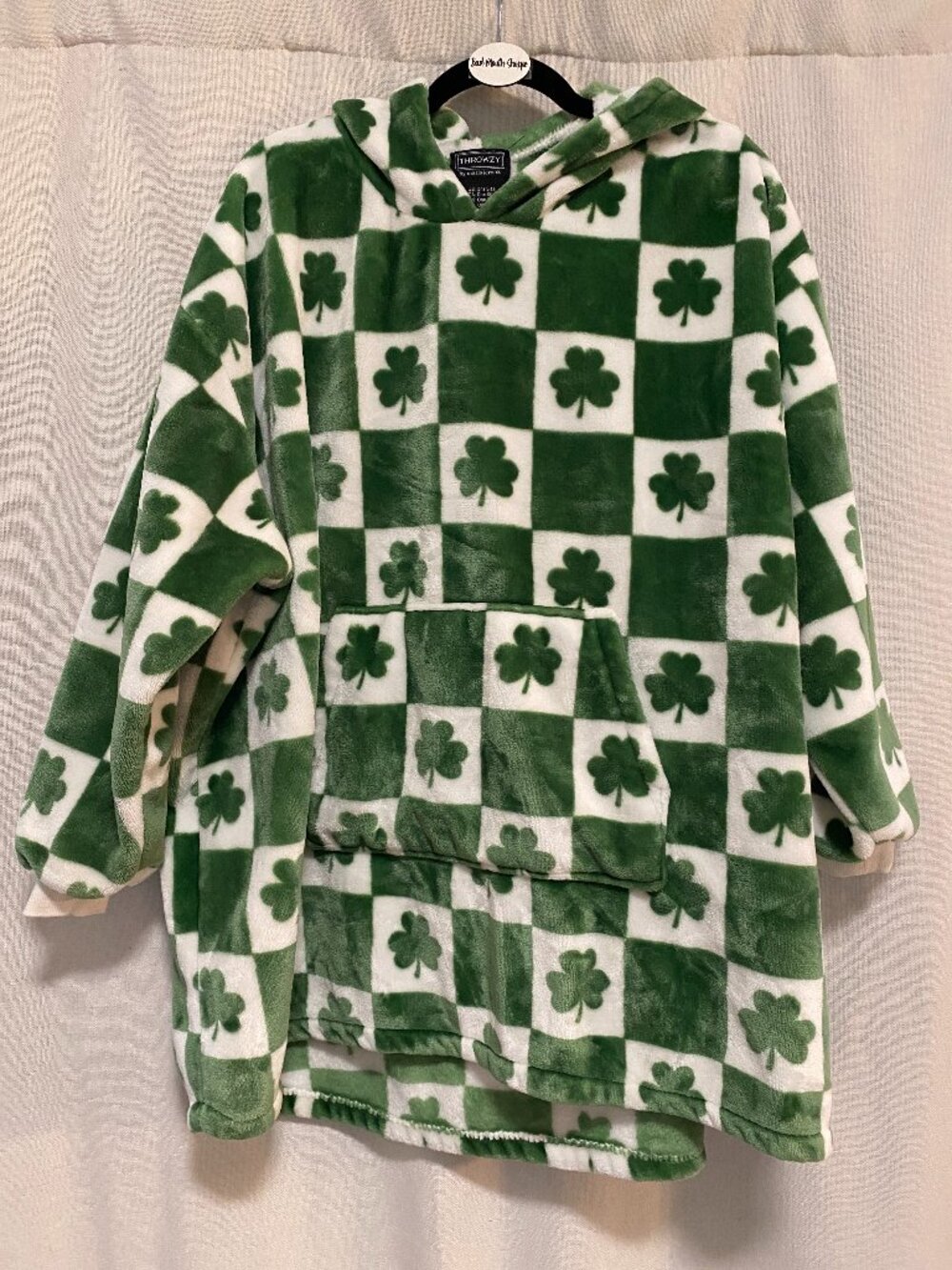 Throwzy Oversized Fleece Pajama Loungewear Hoodie St. Patricks Clover Shamrock